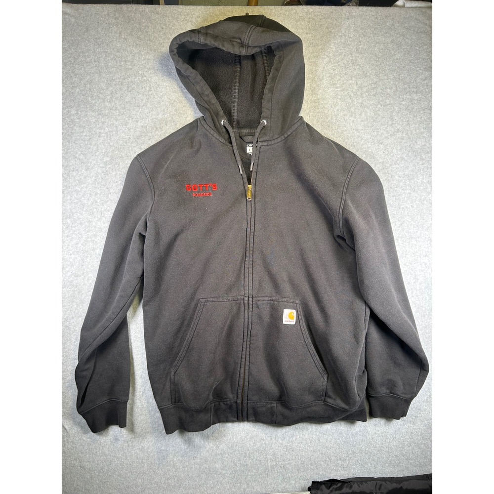 Wear*Carhartt Men Loose Fit ZipUp Hoodie charcoal Gotts Roadside Embroidered L